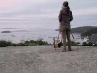 Diana K Gibson Plein Air painting a sunrise oil sketch 